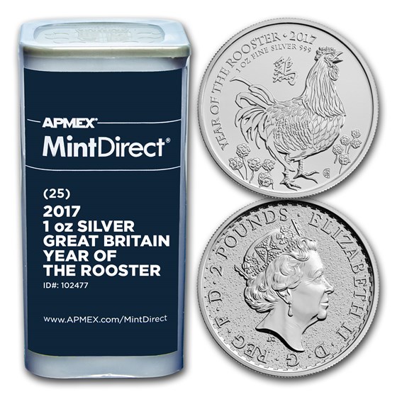 2017 GB 1 oz Silver Year of the Rooster(25-Coin MintDirect® Tube) 2017 GB 1 oz Silver Year of the Rooster(25-Coin MintDirect® Tube)